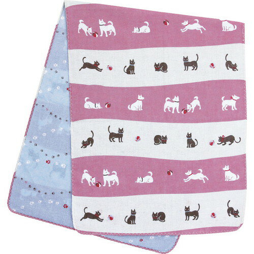 【ギフト包装・のし紙無料】くろちく 両面ガーゼてぬぐい 犬と猫 40906714(B5)