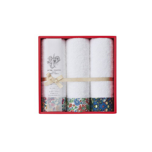 【ギフト包装・のし紙無料】prima rosette using by LIBERTY FABRICS フェイスタオル3P イエロー・グリーン・ネイビー PR-2435-GN(B4)