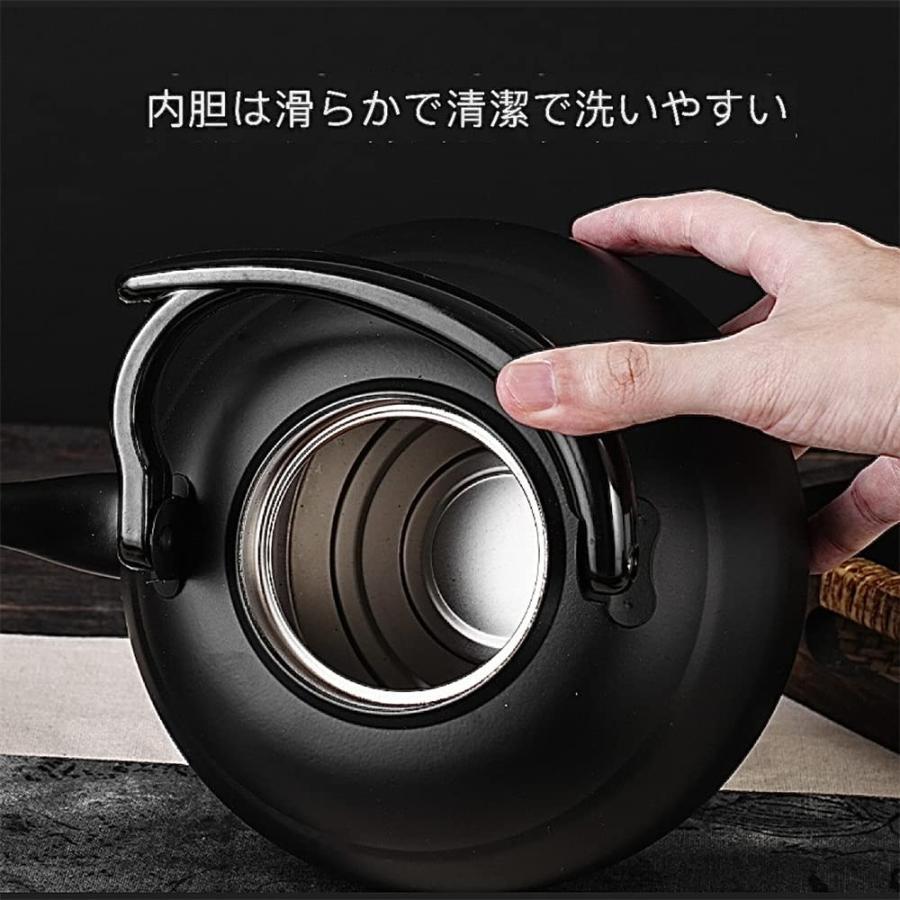 金属 やかん ケトル 1.2L ステンレス 使いやすい やかん フラット ケトル コーヒーポット IH調理器対応 直火 黒の耐久性のある屋外キャンプステンレス鋼のやかん rloonstore-10001548 RLストア サンプル画像3