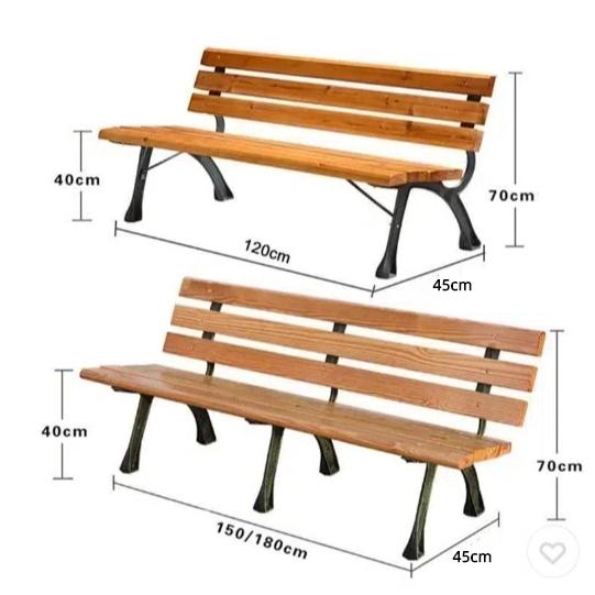 無垢材 パークベンチ 屋外 ガーデンベンチ 木製パークチェア ダブルベンチ スチールベンチ 耐荷重280kg ガーデンチェア 背もたれ付き 2-3人掛け アウトドア rloonstore-10001840 RLストア サンプル画像2