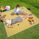 レジャーシート厚手 イエロー 200x200CM 6-8人用 防湿マットオックスフォード布ピクニックマットポータブル折りたたみ式屋外マット …