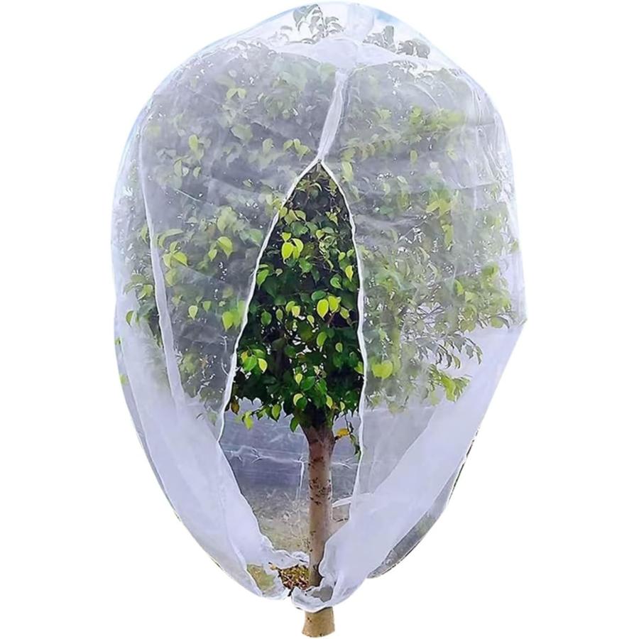 鳥、蝉、果樹、ブルーベリー、ふさふさしたトマト、果樹植物防鳥ネット、園芸ネット、防虫ネットを完全に保護するジッパー巾着開閉カバー付き園芸植物メッシュバ