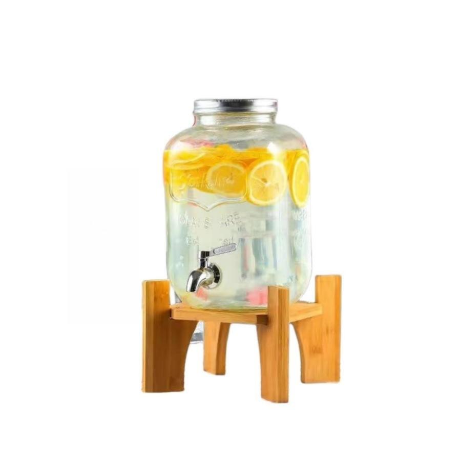 ドリンクサーバー ガラス ジャグ ガラス飲料ディスペンサー飲料ボトル貯蔵タンク 蛇口付き大容量ガラス保存ボトルプ 梅酒 ジュース ビール 保存容器 密閉缶 キッ