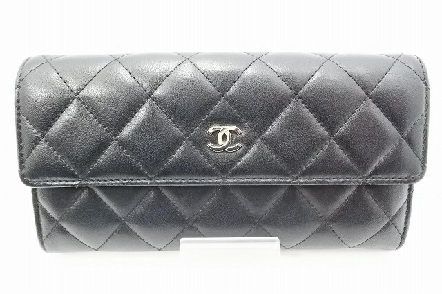 □□【中古】CHANEL　シャネル　マトラッセ　長財布　A50096　黒