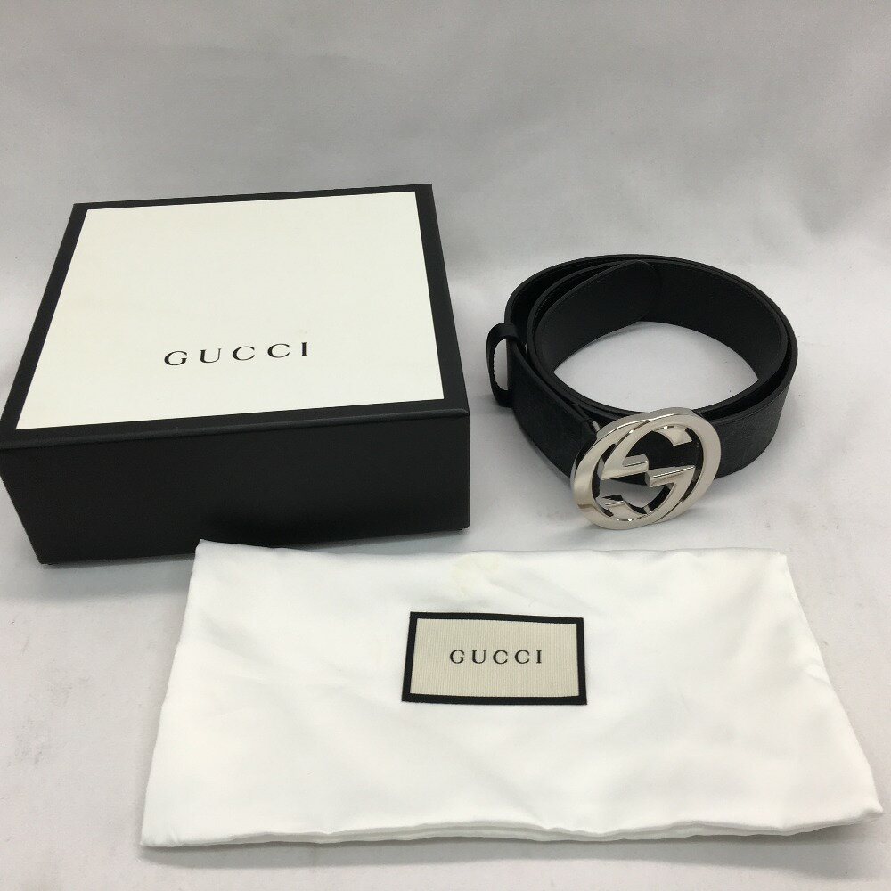 ▼▼【中古】GUCCI グッチ メンズ GGスプリームキャンバス インターロッキングG 411924 ブラック Bランク