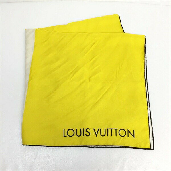 ☆☆【中古】LOUIS VUITTON ルイヴィトン シルクスカーフ ダミエ シルク100％ 箱有 イエロー Bランク