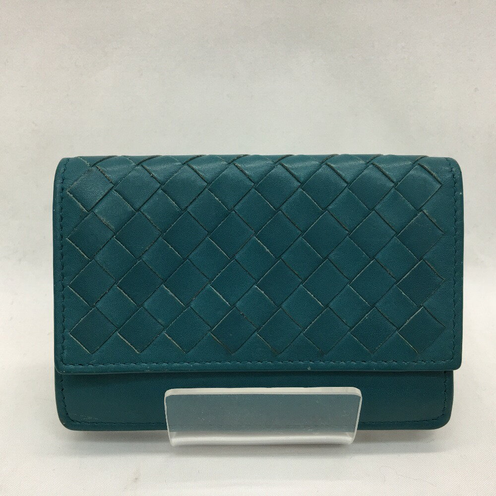 ▼▼【中古】BOTTEGA VENETA ボッテガヴェネタ 名刺入れ カードケース イントレチャート ブルー Bランク