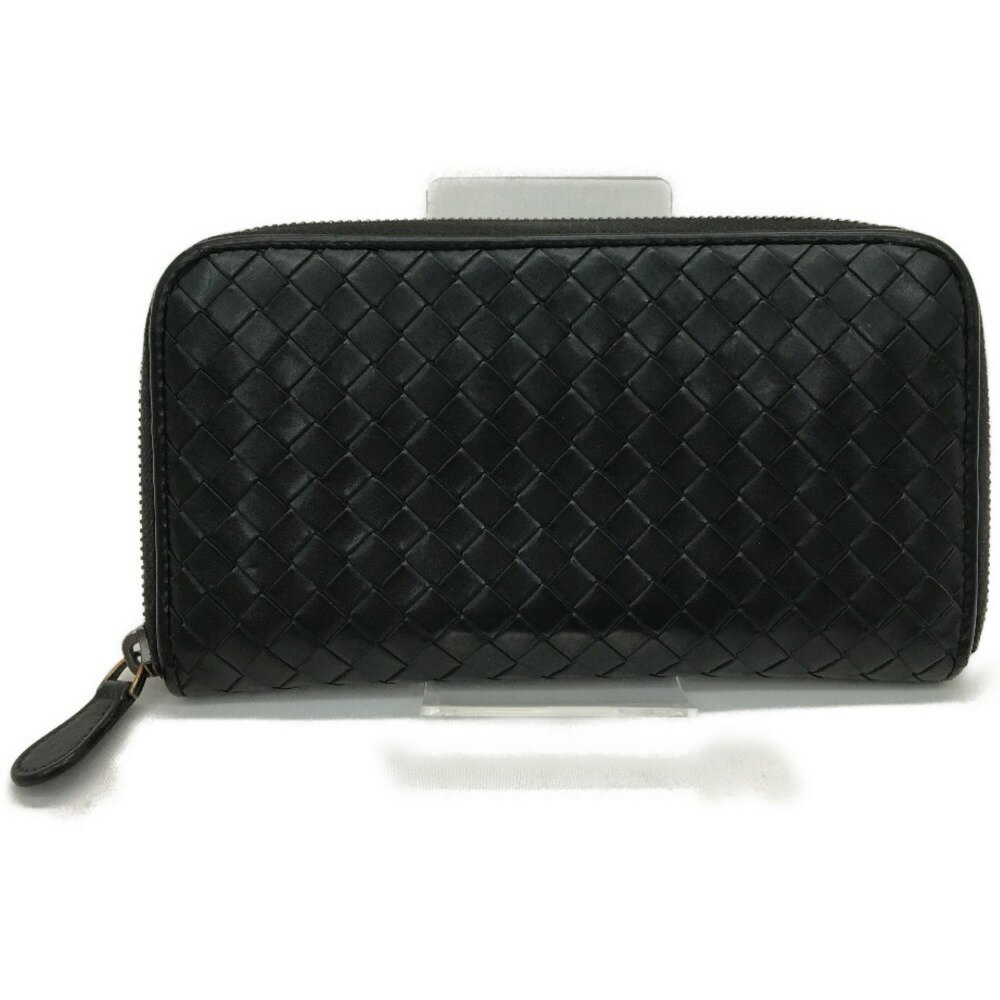 ▼▼【中古】BOTTEGA VENETA ボッテガヴェネタ メンズ 長財布 イントレチャート ラウンドファスナー 114076 ブラック Cランク