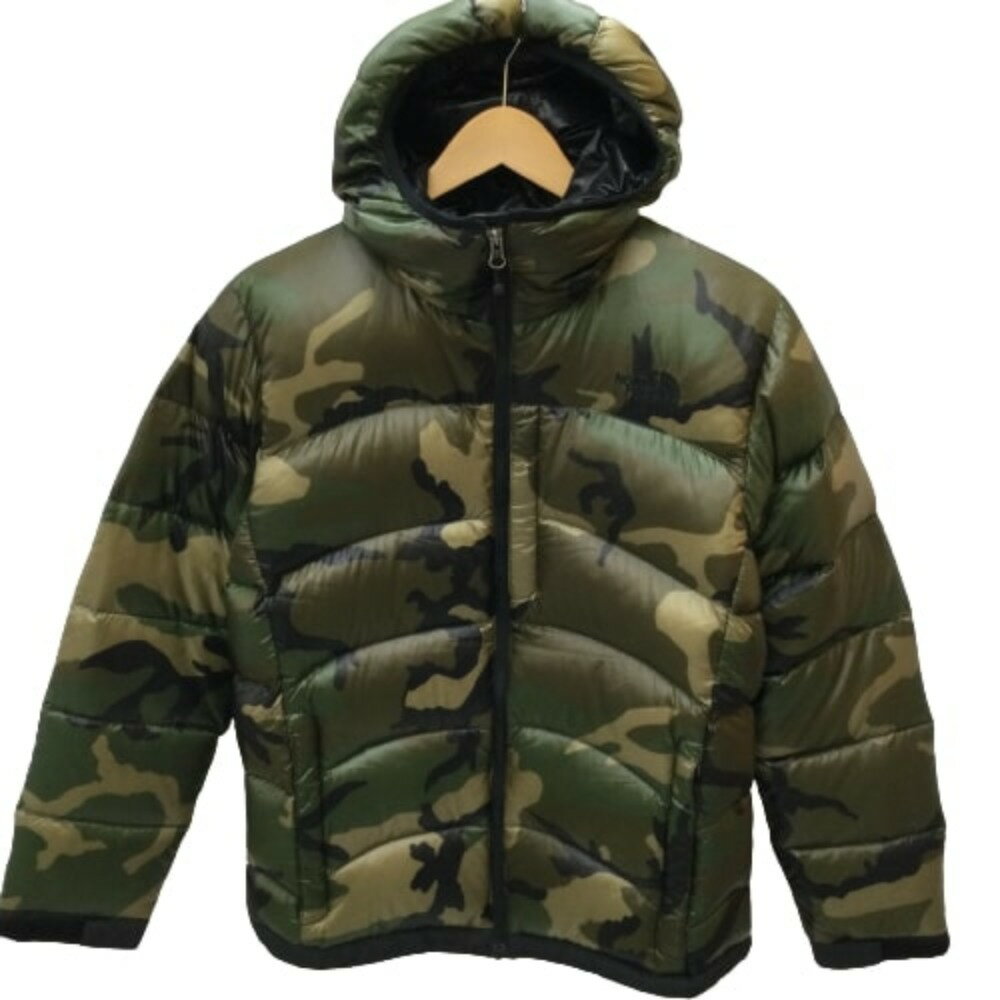 ♪♪【中古】THE NORTH FACE ザノースフェイス メンズ ダウンジャケット 迷彩柄 カモフラージュ SIZE S ND18104 カーキ Bランク