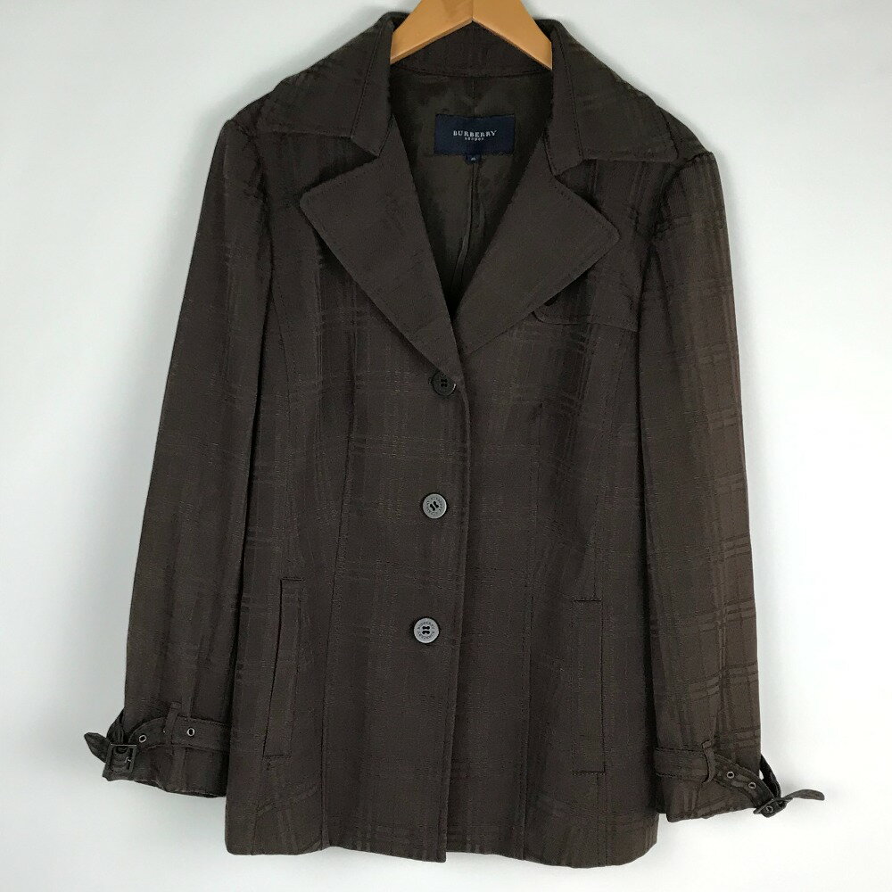 ■■【中古】BURBERRY LONDON バーバリーロンドン ジャケット レディース サイズ46 チェック ブラウン Bランク