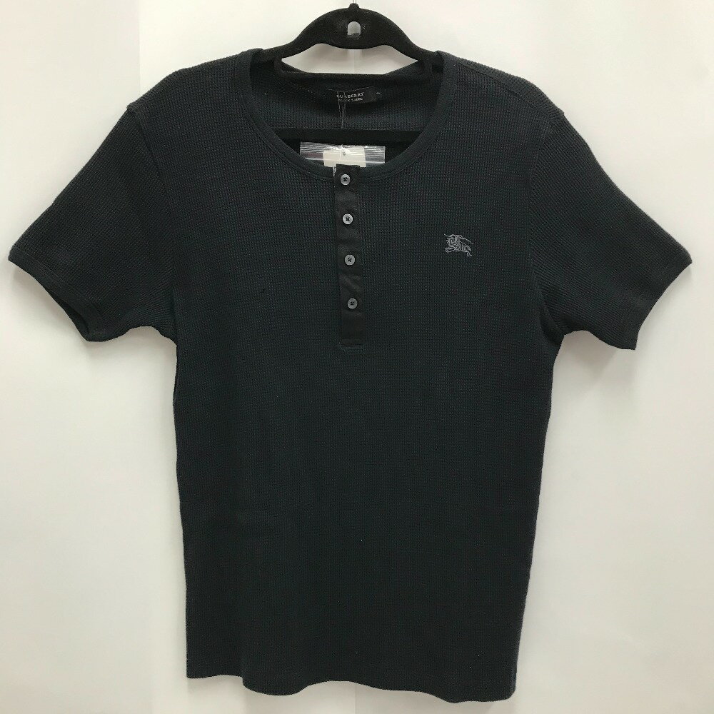 ◎◎【中古】BURBERRY BLACK LABEL バーバリーブラックレーベル サーマルカットソー ヘンリーネック サンズ2 ブラック Bランク