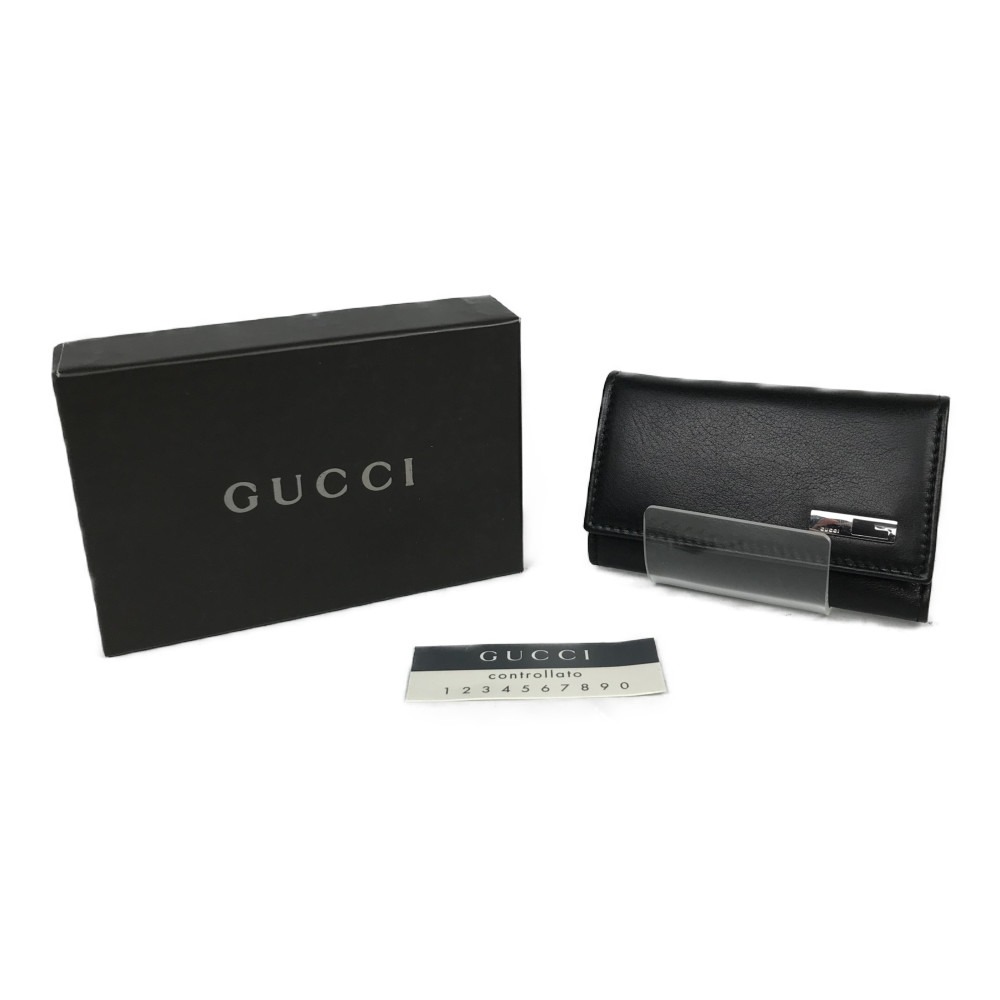 ■■【中古】GUCCI グッチ 6連キーケース レザー 箱付 0332149 ブラック Bランク