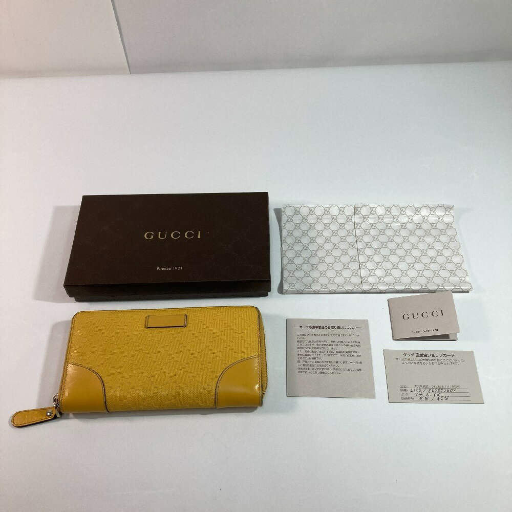 ◎◎【中古】GUCCI グッチ ディアマンテ 長財布 ラウンドファスナー 354487・2184 イエロー x ブラウン x シルバー Bランク