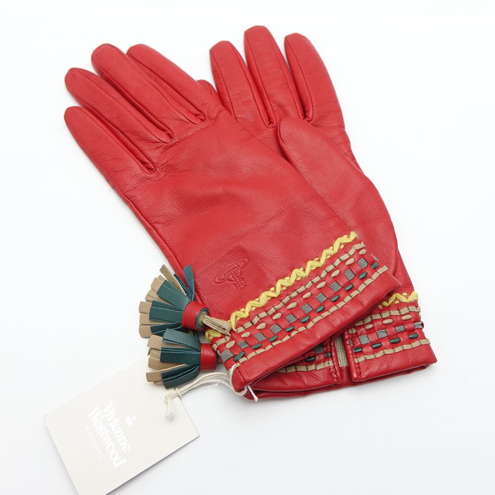 ◆◆【中古】Vivienne Westwood ヴィヴィアン・ウエストウッド 羊皮手袋　20cm　 543VW515 レッド 【送料無料】 Aランク