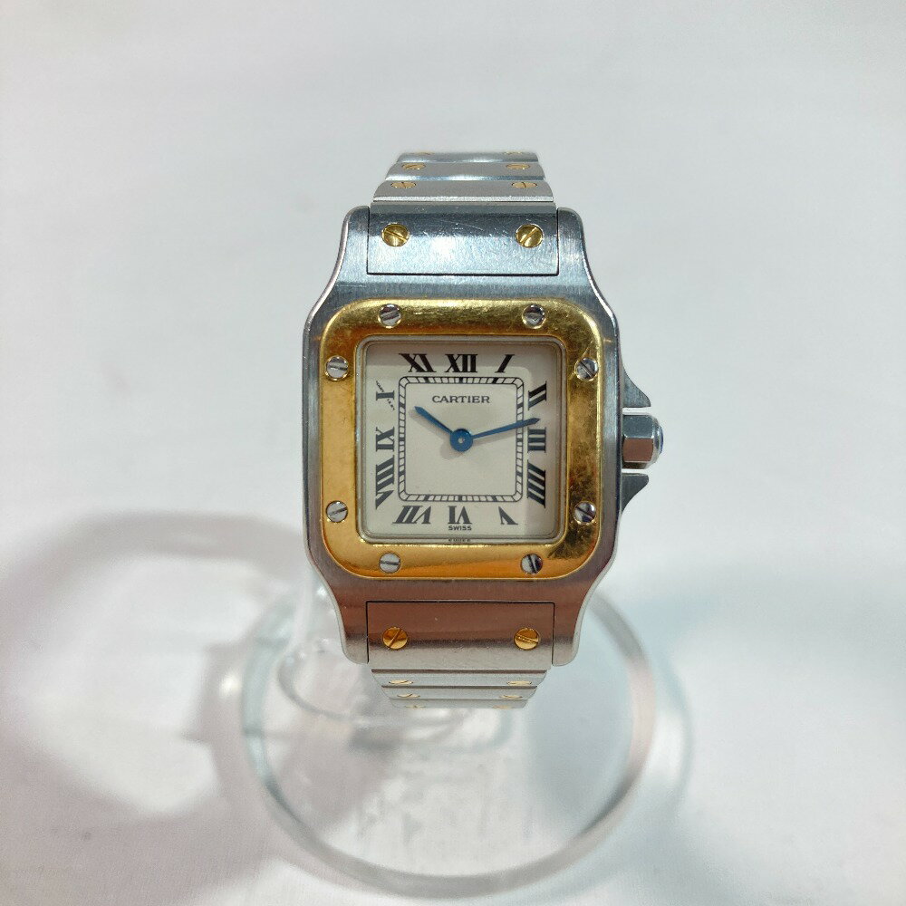 ◎◎【中古】Cartier カルティエ サントスガルベSM 1567 ホワイト x ゴールド x シルバー クォーツ 本体のみ レディース 腕時計 Bランク
