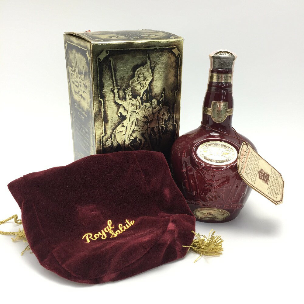 ☆☆【中古】ROYAL SALUTE ロイヤルサルート 21年 赤 陶器ボトル 700ml 40度 シーバスリーガル 箱・巾着有 Nランク 未開栓