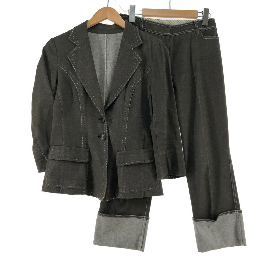 〇〇【中古】Leilian レリアン レディース セットアップ オリーブ Bランク