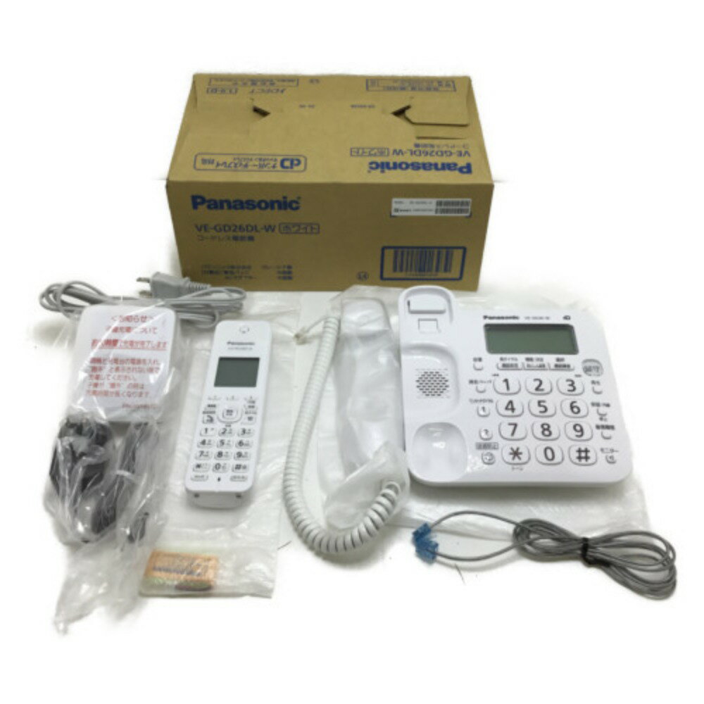 ▲▲【中古】Panasonic パナソニック コードレス電話機（子機1台付） VE-GD26DL-W ホワイト Sランク