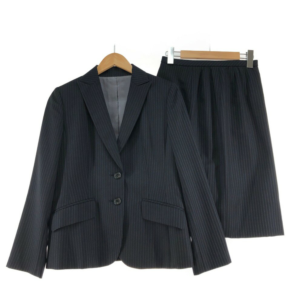 〇〇【中古】Leilian レリアン レディース スーツ ストライプ サイズ9 ネイビー Bランク