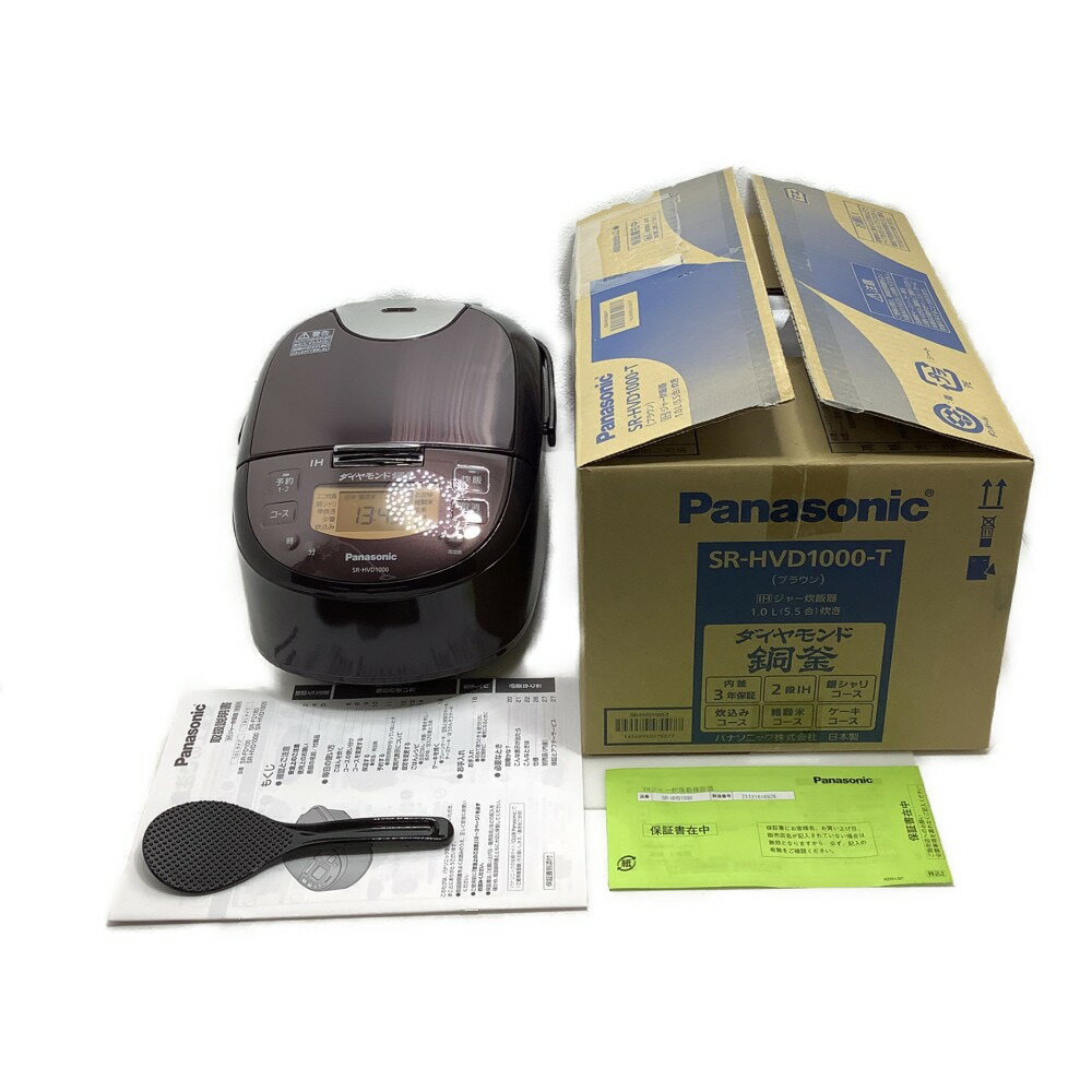 ▲▲【中古】Panasonic パナソニック 炊飯器 IH炊飯ジャー 5.5合炊き SR-HVD1000-T ブラウン Sランク