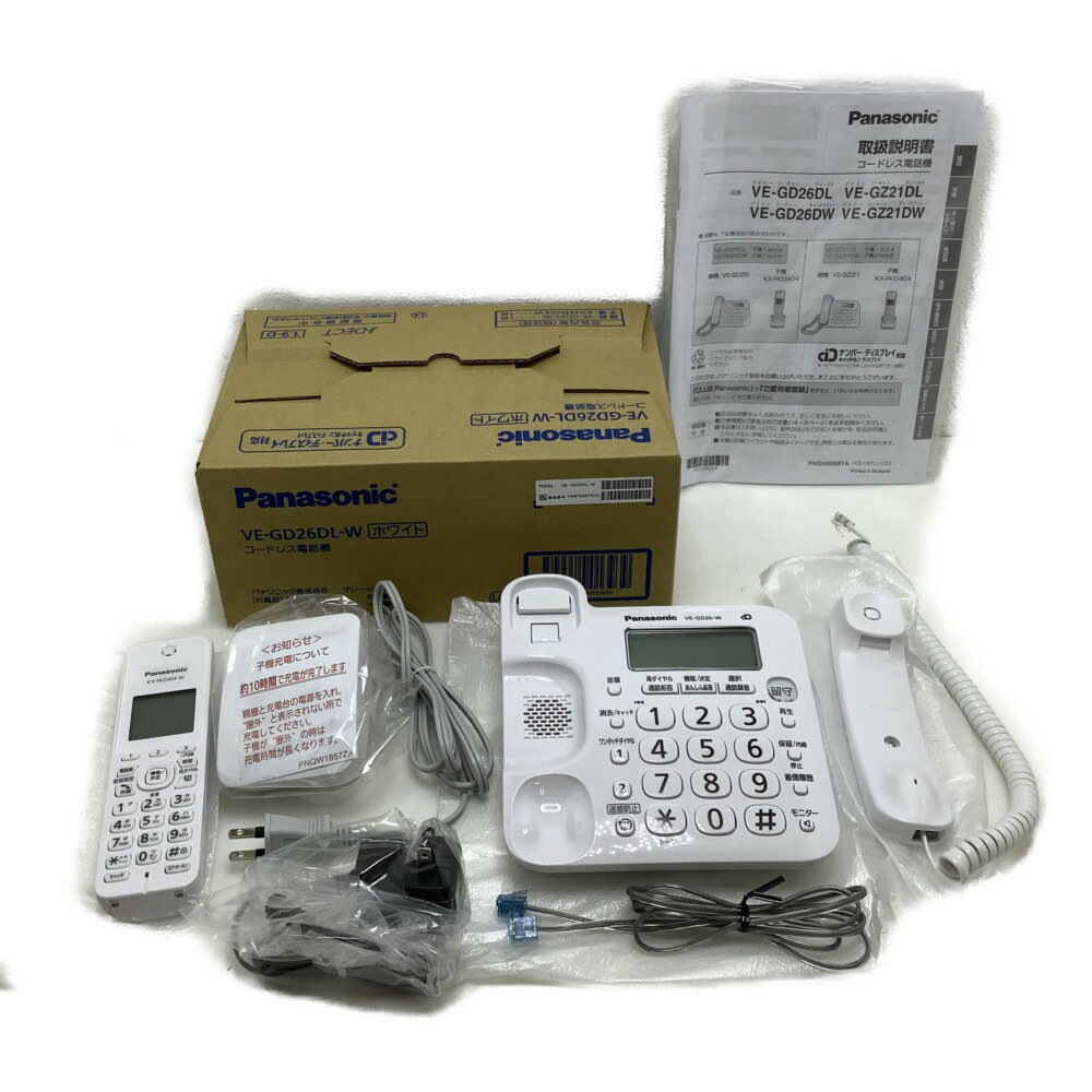 ▲▲【中古】Panasonic パナソニック コードレス電話機（子機1台付） VE-GD26DL-W ホワイト Sランク