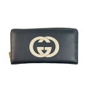 ◎◎GUCCI グッチ 長財布 ラウンドファスナー メンズ 658839 ブラック x ゴールド Aランク