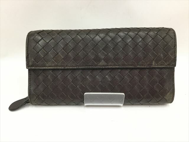 〇〇【中古】BOTTEGA VENETA ボッテガヴェネタ 長財布 イントレチャート ラムスキン 150509 ブラウン Cランク