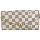 〇〇【中古】LOUIS VUITTON ルイヴィトン ダミエ アズール ポルトフォイユ・サラ 長財布 N63208 ホワイト Cランク