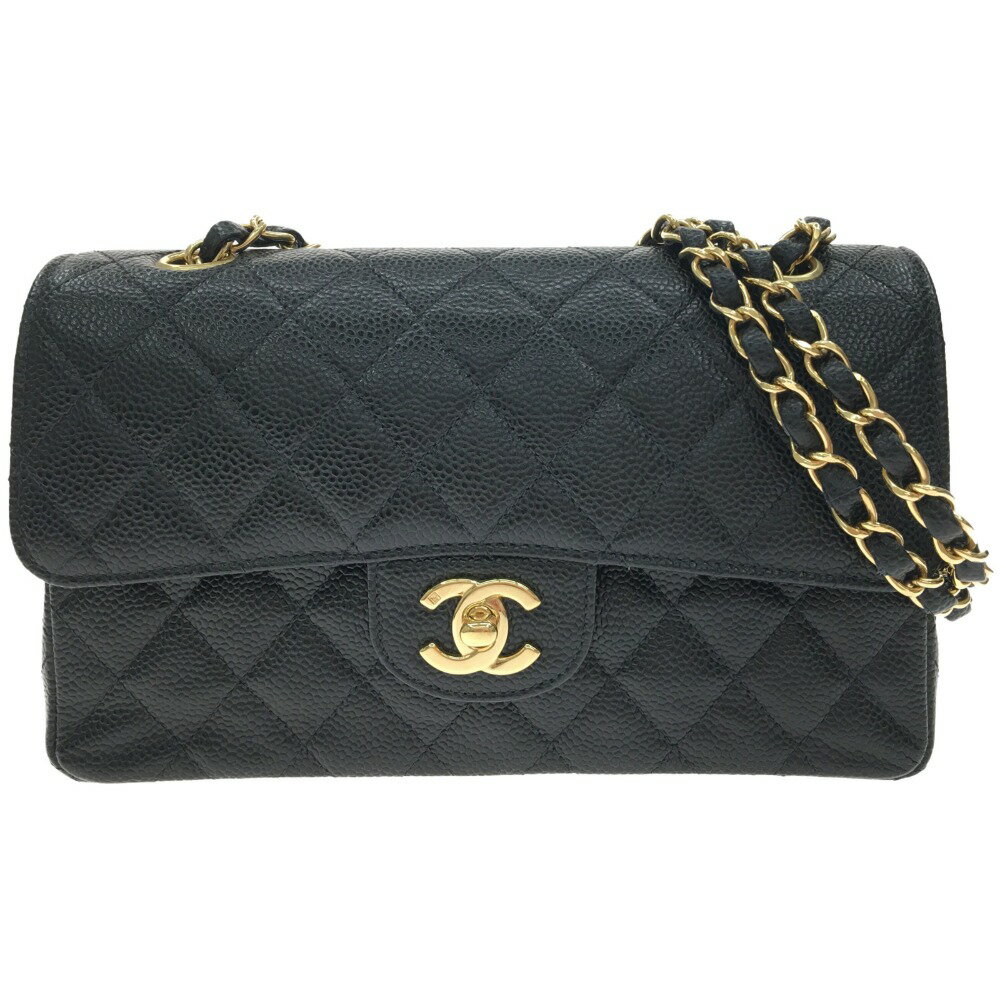 ▼▼【中古】CHANEL シャネル マトラッセ Wフラップチェーン キャビアスキン A01113 ブラック Aランク