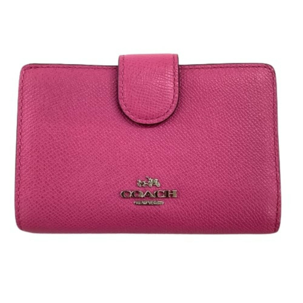 ♪♪【中古】COACH コーチ レディース 2つ折り財布 ショッキングピンク Bランク