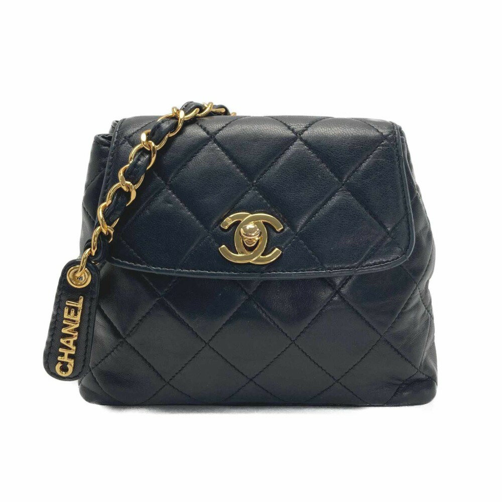 ☆☆【中古】CHANEL シャネル ミニマトラッセ チェーンショルダーバッグ ブラック プレート ポシェット ヴィンテージ Bランク