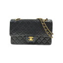 〇〇【中古】CHANEL シャネル マトラッセ Wフラップ チェーンショルダーバッグ ブラック Bランク