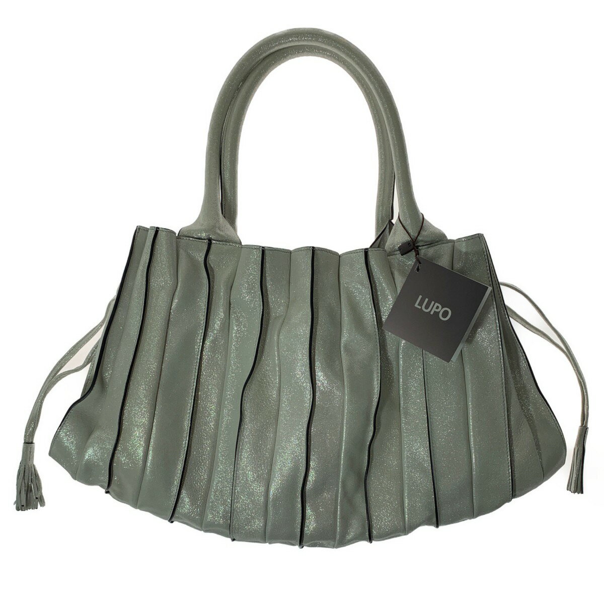 ▽▽【中古】LUPO Barcelona　ルポ　バルセロナ レザープリーツ　ハンドバッグ Aランクのサムネイル