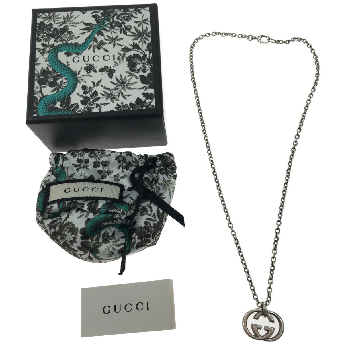 ▼▼【中古】GUCCI グッチ シルバーネックレス インターロッキングG Bランク