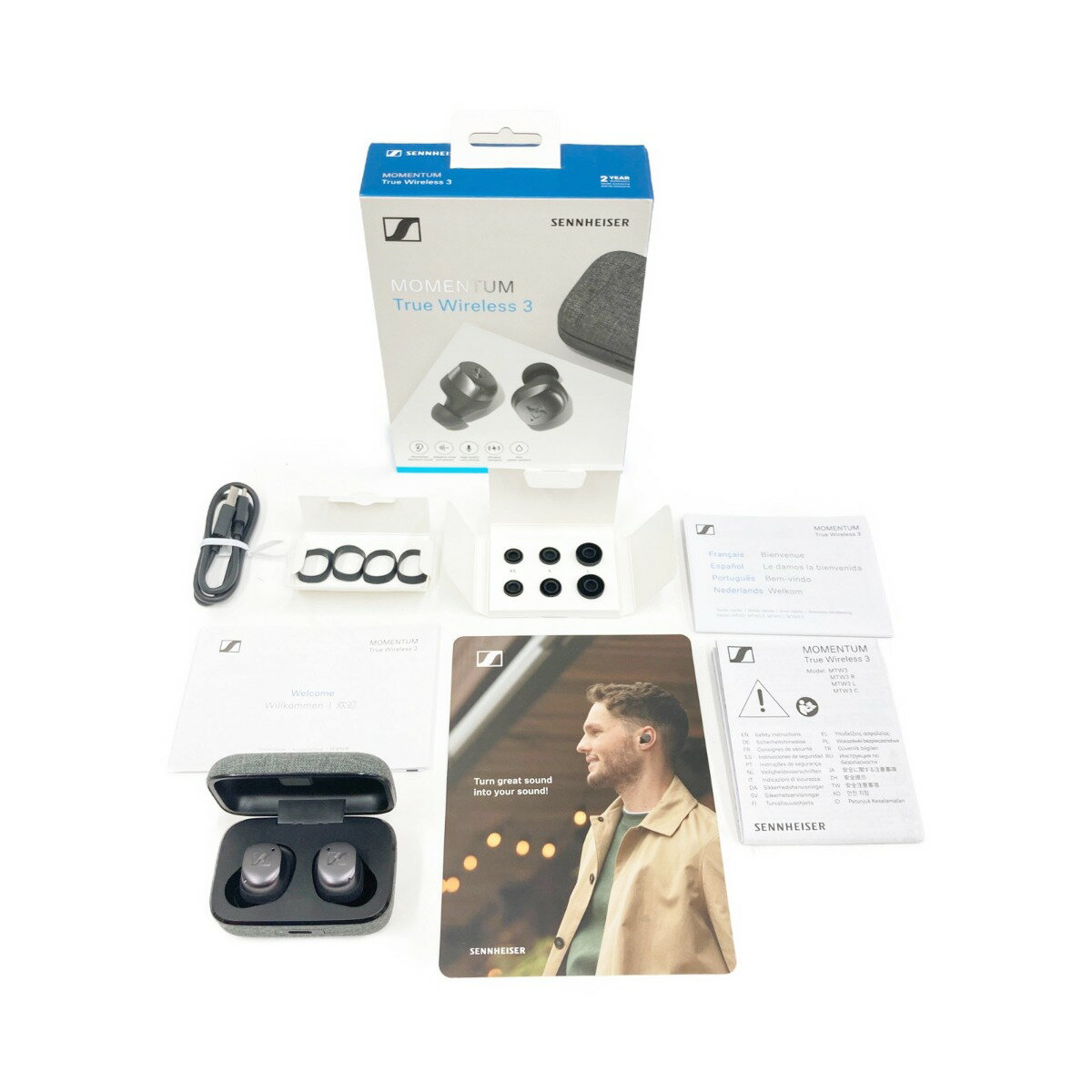 〇〇【中古】SENNHEISER ゼンハイザー Bluetooth ワイヤレスイヤホン MOMENTUM True Wireless 3 Aランク