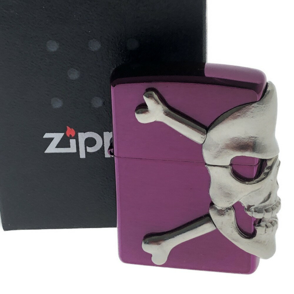 □□【中古】 雑貨 ライター ZIPPO ヤスダ/ブラッククロスCRS-BM ピンク　スカル Bランク