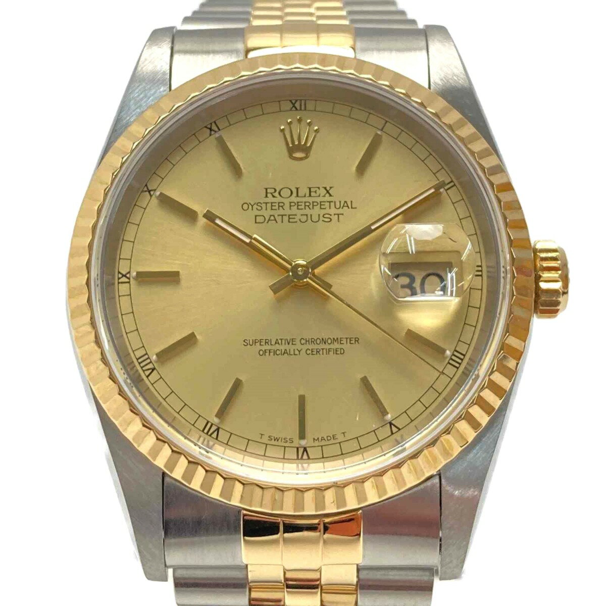 ☆☆【中古】ROLEX ロレックス デイトジャスト コンビ クロノメーター 16233 シャンパン 自動巻き メンズ 腕時計 Bランク