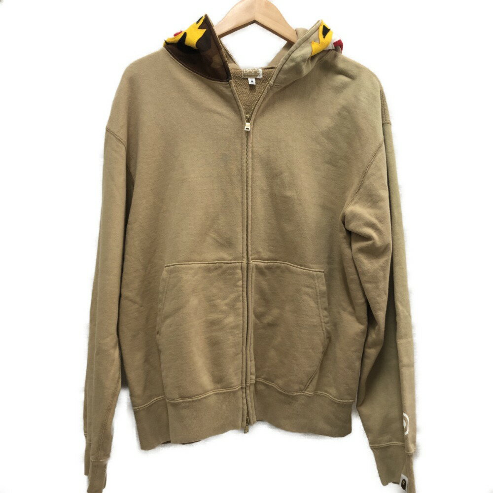 □□【中古】A BATHING APE アベイシングエイプ メンズ衣料 パーカー TIGER FULL ZIP HOODIE SIZE M ベージュ Bランク