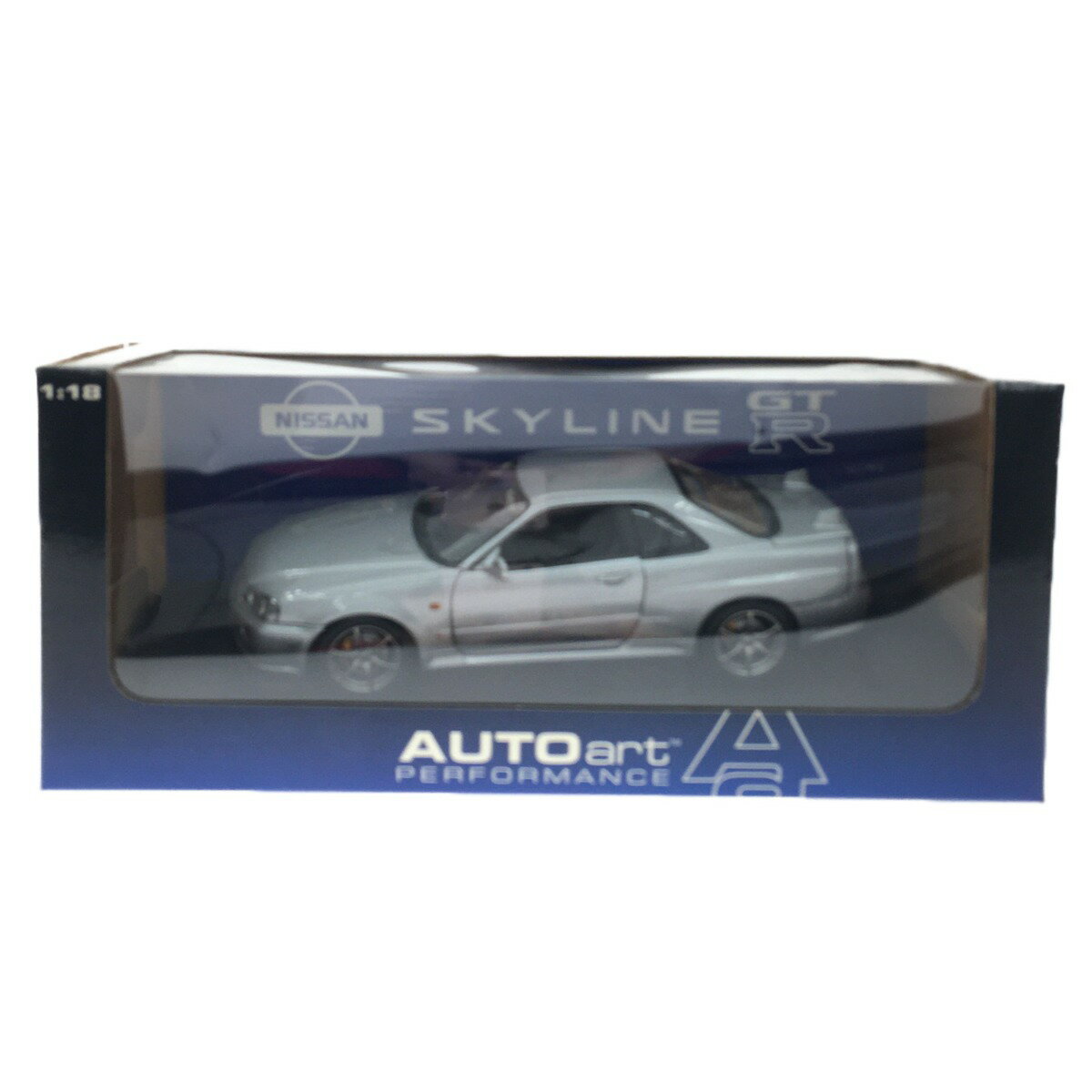 ▼▼【中古】 AUTOart 日産 スカイライン GT-R （R34） 1/18 オートアート シルバー Cランク