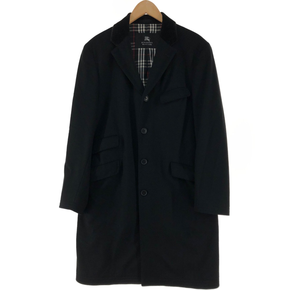 〇〇【中古】BURBERRY BLACK LABEL バーバリーブラックレーベル メンズ コート サイズM BMC58-101-09 ブラック Bランク