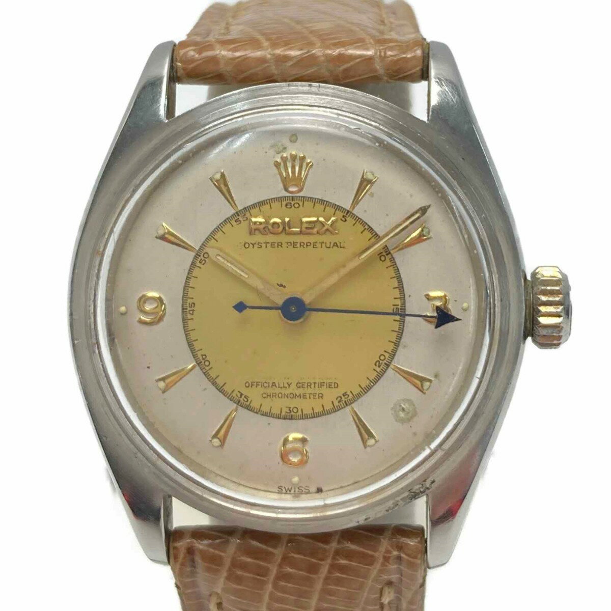 ☆☆【中古】ROLEX ロレックス オイスターパーペチュアル バブルバック 6303 ゴールド×シルバー 自動巻き メンズ 腕時計 アンティーク Cランク