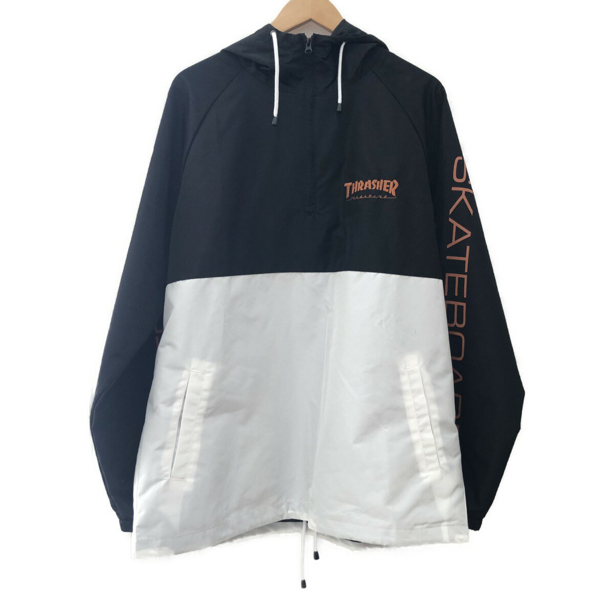 □□【中古】THRASHER スラッシャー メンズ衣料 ジャケット ナイロンアノラックパーカー SIZE XL ブラック×ホワイト Aランク