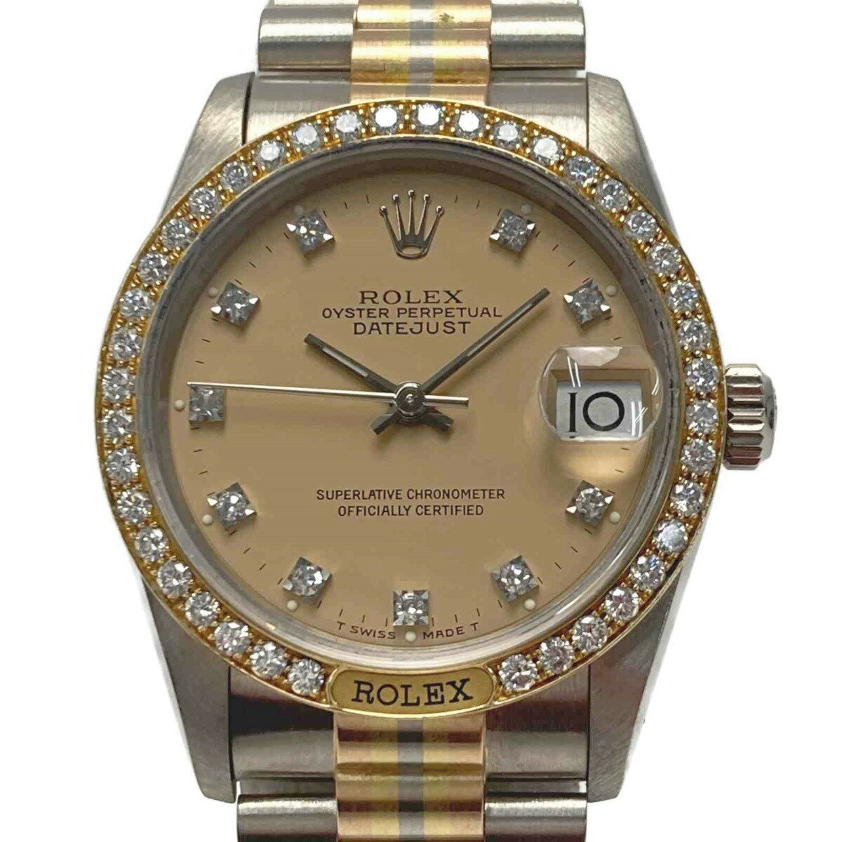 ☆☆【中古】ROLEX ロレックス デイトジャスト トリドール 10P ベゼルダイヤ 68149 BIC K18 自動巻き 腕時計 Bランク