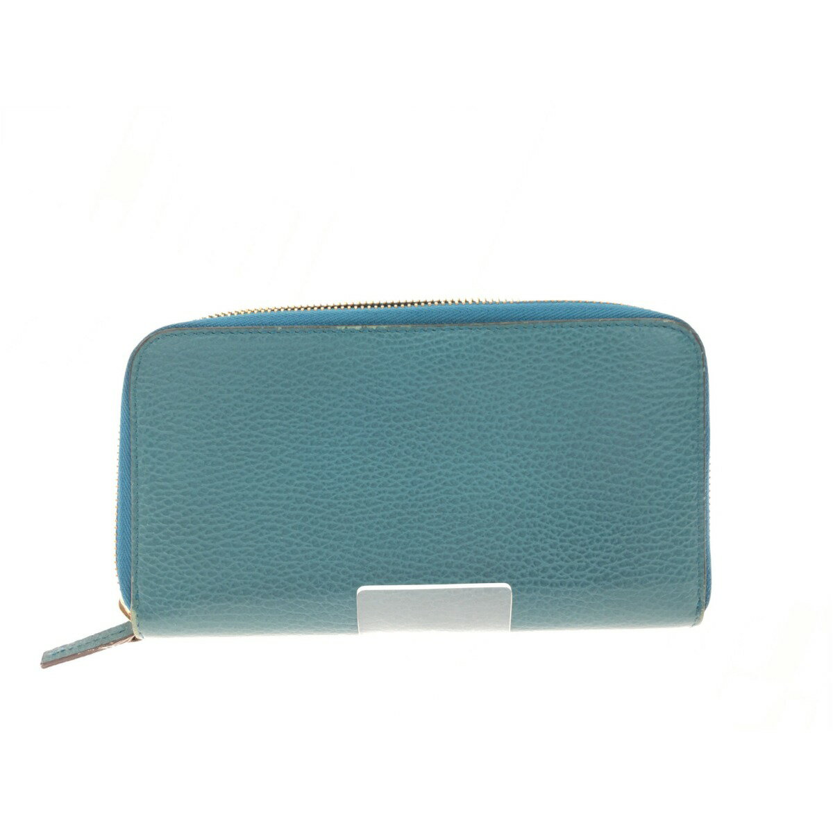▼▼【中古】GUCCI グッチ アウトレット ラウンドジップ 長財布 インターロッキングG 449347 ブルーグリーン Bランク