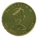 ■■【中古】金貨 メイプルリーフ金貨 エリザベス カナダ 1988年 50ドル 1oz 31.1g 純金 K24 コイン 9999 Bランク