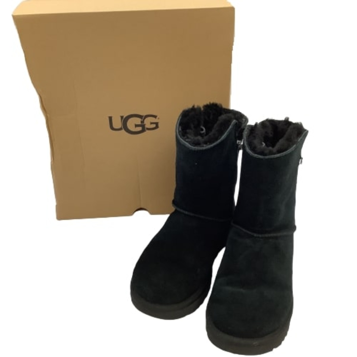 ♪♪UGG アグ CLASSIC SHORT SPARKLE ZIP ムートンブーツ SIZE 24cm 1094983 ブラック Bランク