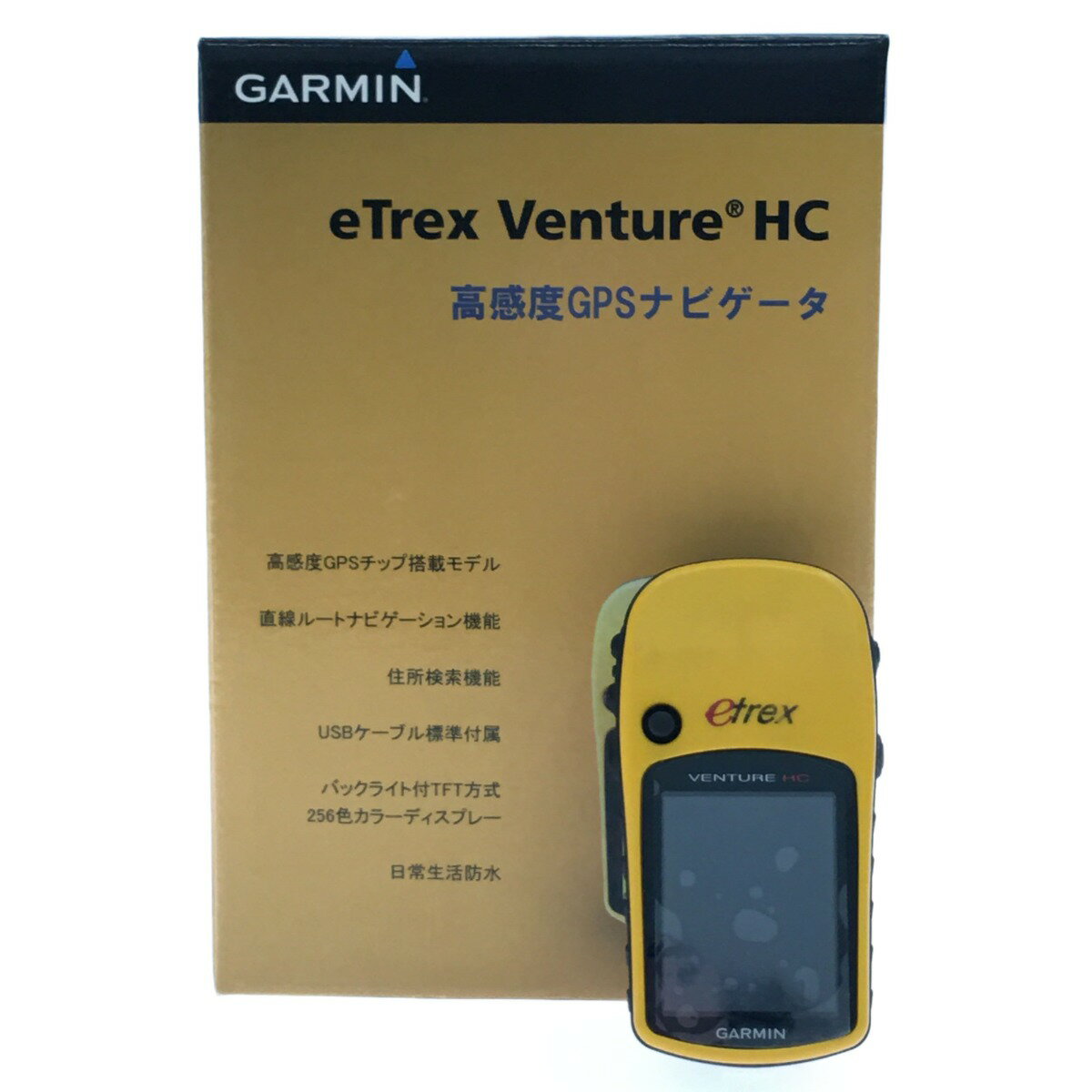 ▼▼【中古】GARMIN ガーミン eTrex Venture HC ハンディGPS 箱・充電ケーブル付属 イエロー Cランク