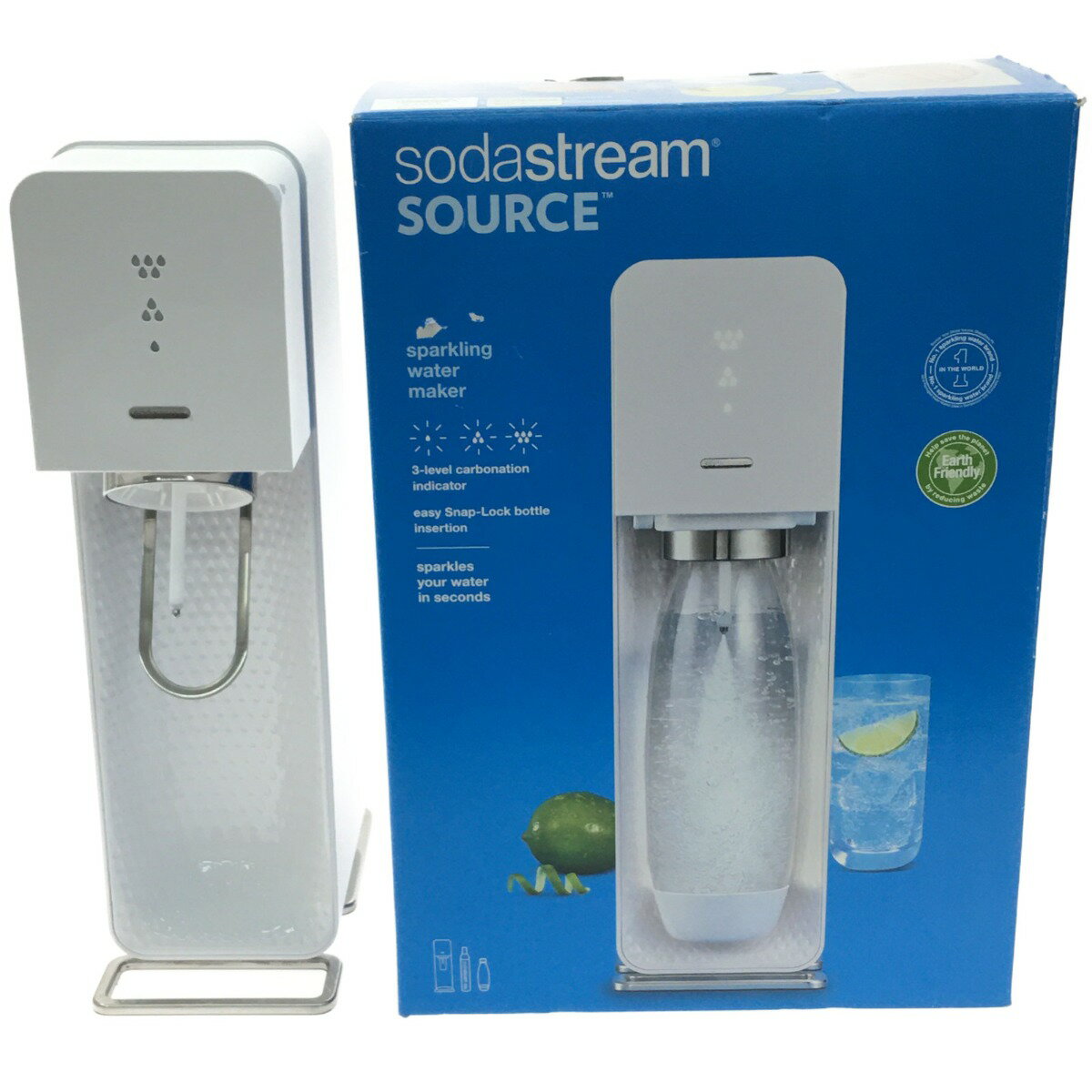 ▼▼【中古】 sodastream スターターキット ソーダーメーカー SOURCE V3 SSM1062 ガスシリンダー未開封 ホワイト Bランク