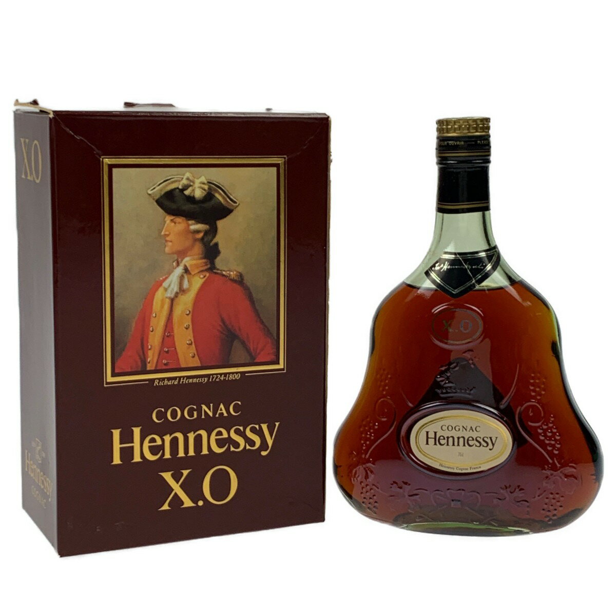 ▽▽【中古】 Hennessy ヘネシー XO 金キャップ グリーンボトル 700ml ラベル欠け Bランク 未開栓