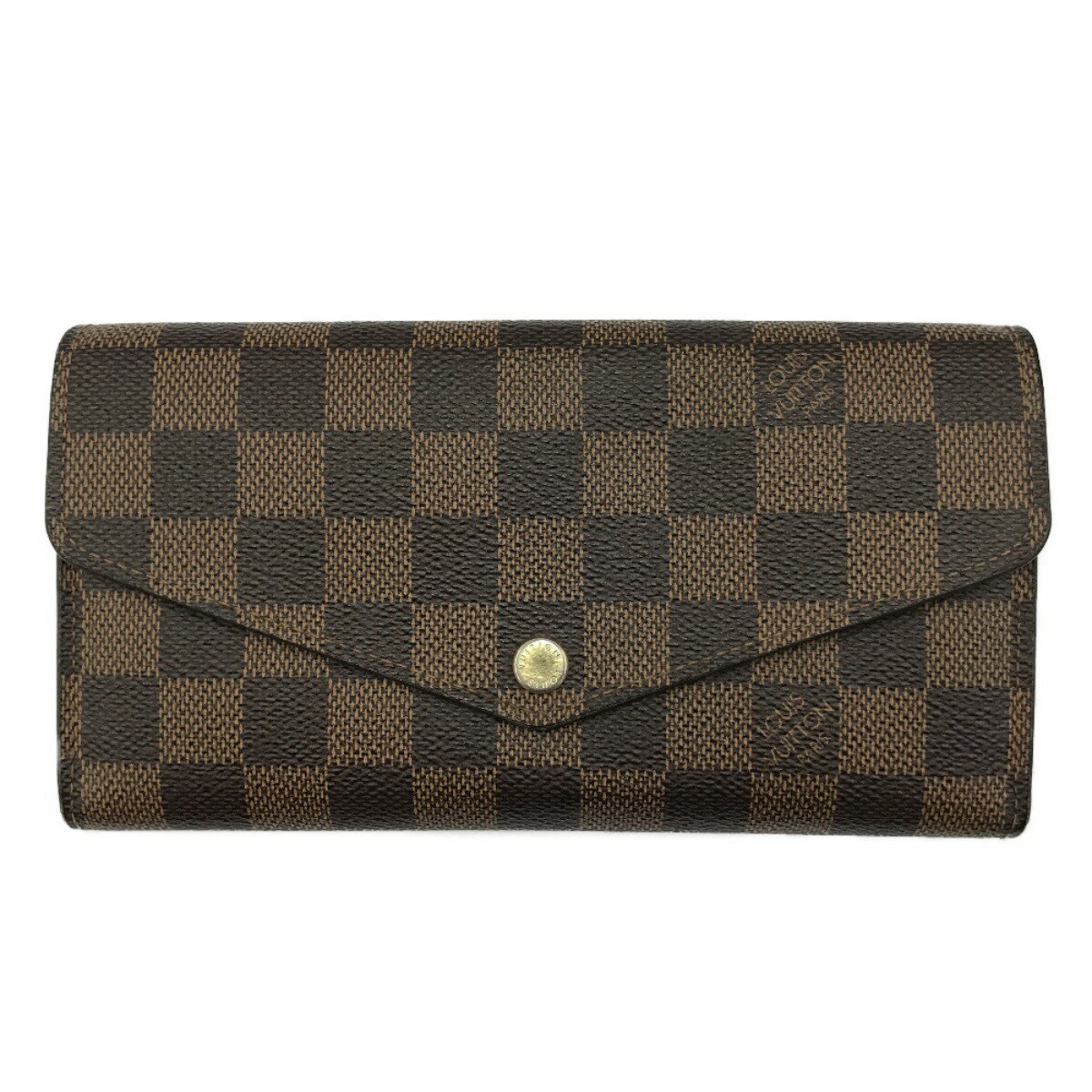 ##【中古】LOUIS VUITTON ルイヴィトン ダミエ ポルトフォイユ・サラ　2つ折り長財布 N63209 エベヌ　 Cランク